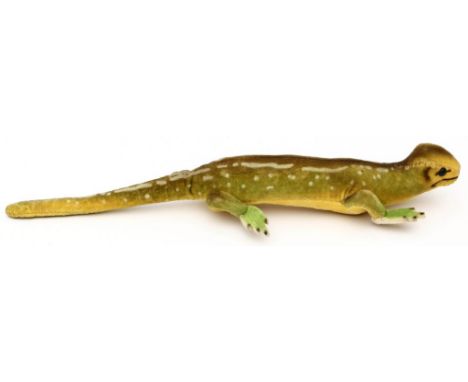Eidechse "Lizzy", Steiff. Ohne K,F und S. 1959-1961. L. 20 cm.