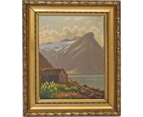 Normann, Emma Pastor (1871 Düsseldor 1954) Fjord. Öl/Lwd., li. u. sign. 35x 27 cm. R.