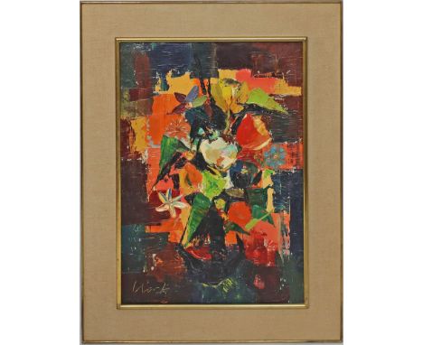 Unbekannter Maler (20. Jh.) Blumenstillleben. Öl/Lwd., li. u. unleselich sign. "Kock?". Ca. 65x 45 cm. R.