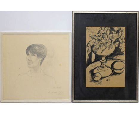 2 Ölgemälde und 3 Zeichnungen/Gouachen (20. Jh.) Div. Stillleben, Portrait und abstrakte Darstellung. 10x 9 bis 36x 23 cm. Je