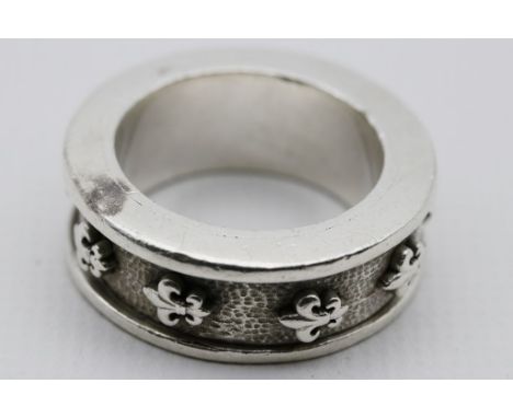 Designer-Ring "KING BABY". 925/000 Sterlingsilber, 24 g. Bandring, eingelegter, drehbarer Ring umlaufend satiniert gearbeitet