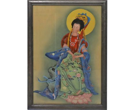 Hinterglasbild. Darstellung einer Fee. China. 60x 40 cm. R.