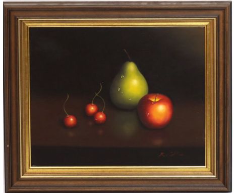 Cotton, K. (20. Jh.) Stillleben mit Obst. Öl/Lwd., re. u. sign. Ca. 40x 50 cm. R.(Tet_18)