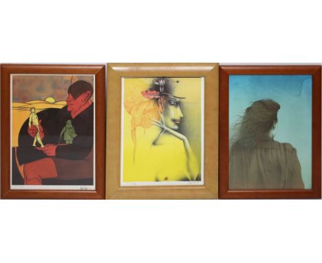 6 Bilder und Künstlergraphiken (20. Jh.) Dabei doppelseitiges Ölgemälde, handsignierte Graphiken von Rosina Wachtmeister, Ada