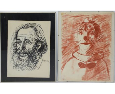 Bierbrauer, Hans "Oskar" (1922 Berlin - Euti 2006) Portrait des "Spitze Karle". Filzstift/Papier, re. u. sign. mit Pseudonym 