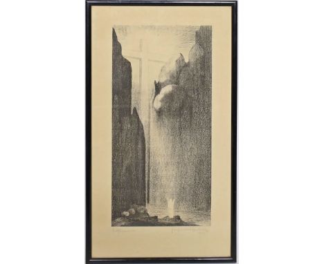 Friedrich, Joachim Carl Schlucht mit Kreuz. Lithographie, re. u. mit Bleistift sign. und dat. 1923. Ca.63,5x 34,5 cm. R.
