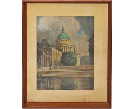 Geresdorff, K. (um 1916) Ansicht der Nikolaikirche in Potsdam. Pastell/Papier (re. u. Ecke besch.), li. u. sign. und dat. (19