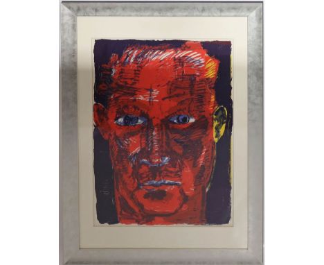 Fetting, Rainer (geb. 1949 in Wilhelmshaven) "Selbst (rot)". Farbserigraphie (montiert). Bildmaß ca. 84x 59 cm. PP., R.