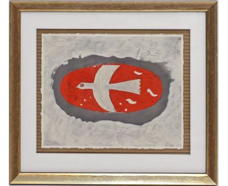 Braque, Georges (1882 Argenteuil - Paris 1963), nach "Der Vogel mit rotem Hintergund". Farblithographie. Bildmaß ca. 21x 26,5
