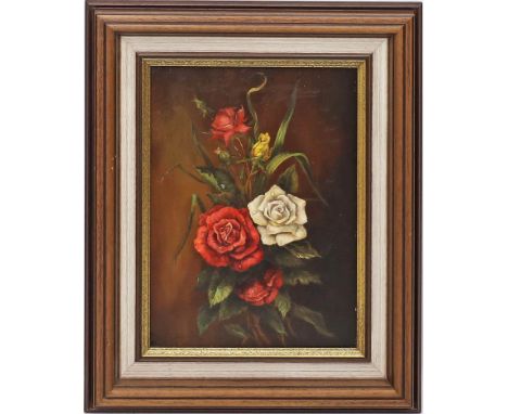 Unbekannter Maler (20. Jh.) Rosenstillleben. Öl/Lwd., li. u. unleserlich sign. Ca. 40x 30 cm. R.