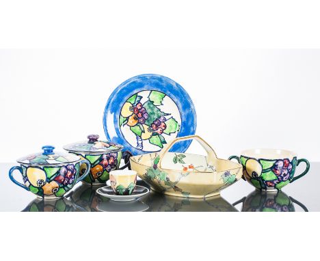 ELIZABETH MARY WATT (1886-1954) COLLECTION OF HAND-PAINTED CERAMICS
including a ceramic basket, side plate, soup tureen lacki