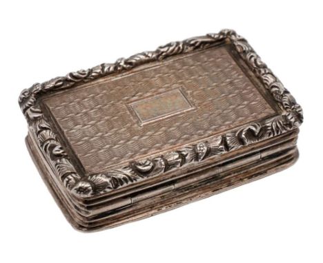 A William IV silver vinaigrette, maker Nathaniel Mills, Birmingham, 1835: of rectangular outline, the hinged lid with engine 