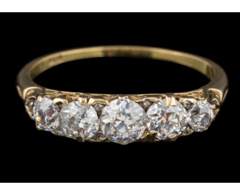 A graduated diamond five-stone ring: with round old brilliant-cut diamonds estimated to weigh a total of 0.85ct and between r