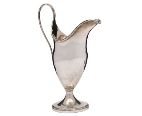 A George III silver pedestal cream jug, maker Charles Chesterman II, London, 1781: initialled,  of helmet shaped outline, rai