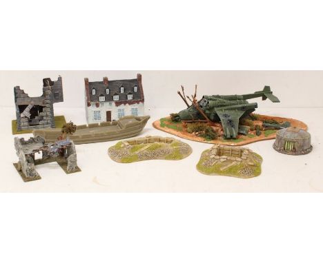 Collectables: A collection of assorted model buildings, together with an Expo AB500 portable spray booth, cased Expo Airbrush