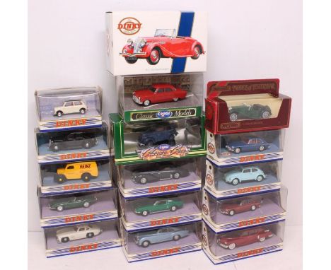 Diecast: A collection of assorted boxed modern cars to include various examples of Dinky and Corgi. Vehicles appear to have n