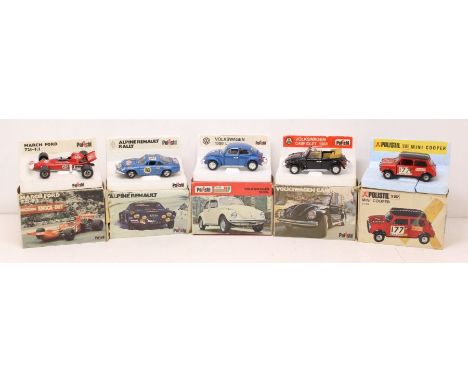 Polistil: A collection of five boxed Polistil Scale Diecast models, to comprise: March Ford 721-F1; Volkswagen Cabriolet; Min