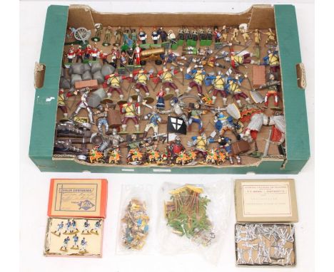 Figures: A collection of assorted lead and plastic model figures to include: Britains, Papo, Charles Bigg and others; togethe
