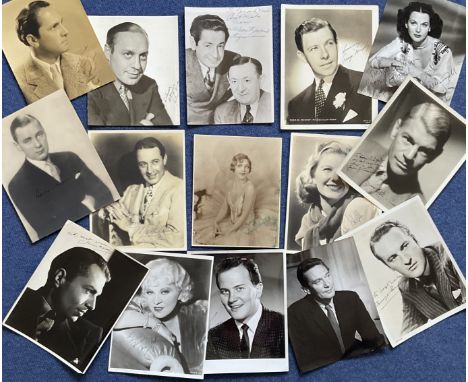 Tv and Film Collection of 15 signed vintage black and white photos. Signatures include James Mason, Ginger Scholes, Peter Fin