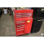 PORTABLE TOOL CHEST, TEN DRAWER WITH ASSORTED CONTENTS 26" X 18" X 49"