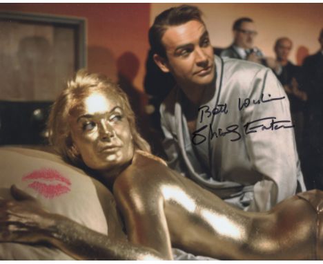 007 James Bond actress and 'golden girl' Shirley Eaton signed and kissed 8x10 Goldfinger photo! She has personally kissed thi