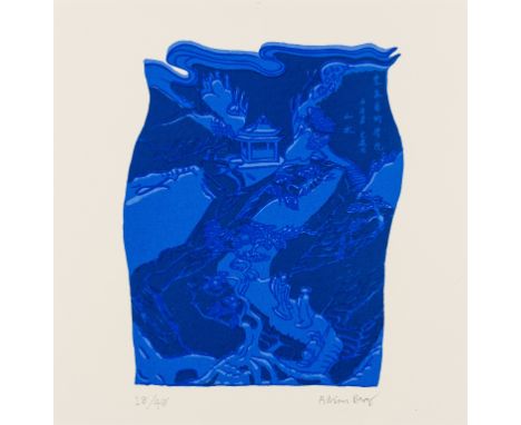 NO RESERVE δ Adrian Berg (1929-2011)W B YEATS 'LAPIS LAZULI' Lithograph printed in blues, 1987, signed, dated, titled and num