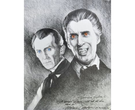 Estate of Dave Prowse - Hammer Horror - Veronica Carlson (Actress &amp; Model) - large pencil sketch print featuring Peter Cu