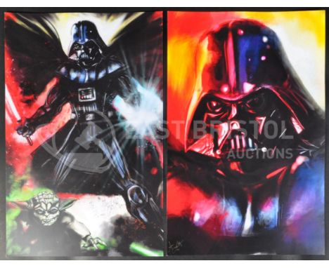 Estate of Dave Prowse - Star Wars - Fan Art - a pair of large format artwork prints, one featuring Darth Vader in a head and 