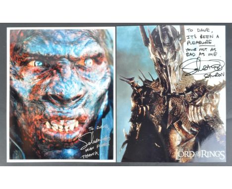 Estate of Dave Prowse - The Lord Of The Rings - Sala Baker (Sauron) - x2 autographed 8x10" colour photographs from the franch