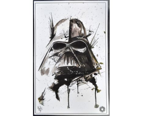Estate of Dave Prowse - Star Wars - Fan Art - KRS15 - a large black and white impressionist style print featuring a stylised 