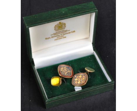 Estate of Dave Prowse - MBE - Prowse's pair of hallmarked gilt silver cufflinks, featuring the emblem of the MBE (of which Pr