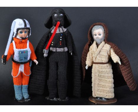Estate of Dave Prowse - Star Wars - Fan Art - a unique set of three vintage dolls, all with hand knitted outfits, in the form