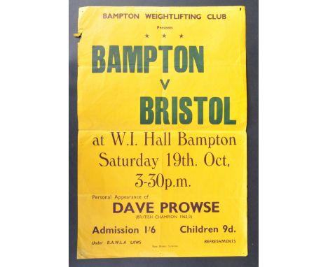 Estate of Dave Prowse - Bodybuilding - an original ' Bampton V Bristol ' weightlifting / bodybuilding contest event poster, c