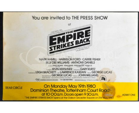 Estate of Dave Prowse - Star Wars - Prowse's original ticket to the Press Showing of The Empire Strikes Back, at the Dominion
