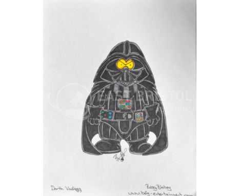 Estate of Dave Prowse - Star Wars - Bobby Blakey (Official Star Wars Artist) - Darth Vadegg - ink on paper drawing of Darth V