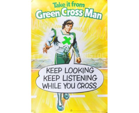 Estate of Dave Prowse - The Green Cross Code Man - a scarce original 1970s unused Public Information Green Cross Code poster.