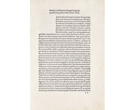 LEONIS I, Pontefice Massimo. Sermones. Venezia, Luca di Domenico, 1482Folio. 295x210 mm. Stiff vellum, handwritten title on t