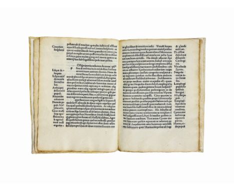 DIONISIUS. De situ orbis. Impressum Venetiis: per Christoferum de pensis dictum Mandello, 1498In 4to; 214x155 mm. Full vellum