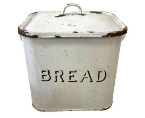 Mid-20th century enamel and metal bread binDimensions: Height:&nbsp;34cm&nbsp; Length/Width:&nbsp;37cm&nbsp; Depth/Diameter:&