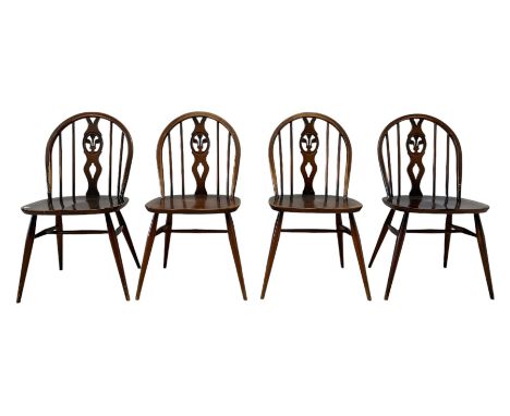 Ercol - set of four 'Windsor Dining Chair' hoop and stick back chairs