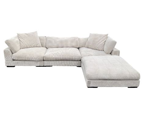 MOE'S Home Collection - corner sofa upholstered in light grey jumbo cord fabricDimensions: Length/Width:&nbsp;333cm&nbsp; Dep