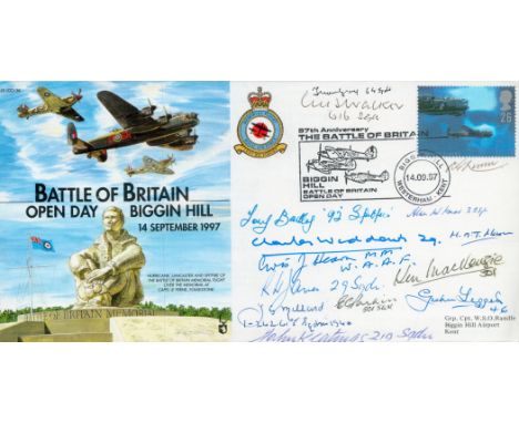 JS(CC)36 57th Anniv Battle of Britain signed by 14 Battle of Britain fighter pilots crew WAAF, J Keatings 219 Sqn Air gunner,