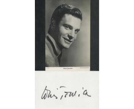 Louis Jourdan signed card and vintage 6 x 4 inch unsigned portrait photo. He was known for his suave roles in several Hollywo