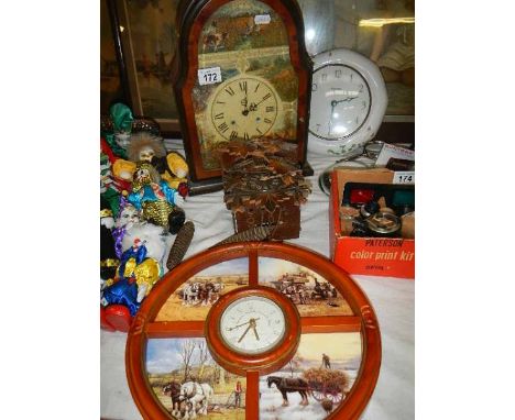 Two wall clocks, a cuckoo clock and a mantel clock.  (Collect only)