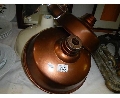 Three industrial style metal lamp shades.  (Collect only)