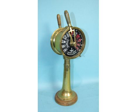 A brass ship's engine room telegraph, 55cm high.