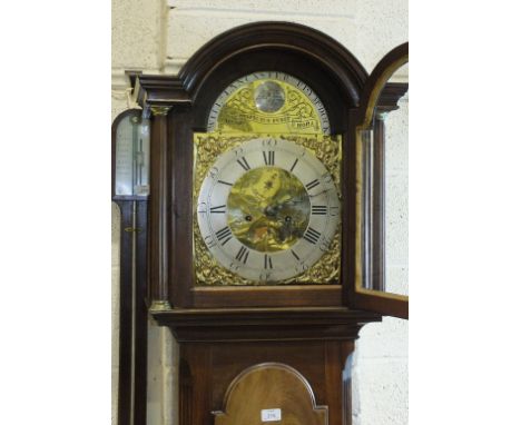 William Lancaster, Plymouth Dock, a late-18th century mahogany long case clock, the arched hood, (finials lacking), above an 