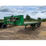 44ft bale trailer, wooden floor, air brakes, tri-axle on 385/65R22.5 wheels and tyres