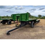 38ft swan neck bale trailer, wooden floor, air brakes, tri-axle on 265/70R19.5 wheels and tyres c/w