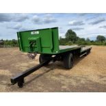 38ft swan neck bale trailer, wooden floor, air brakes, tri-axle on 265/70R19.5 wheels and tyres c/w